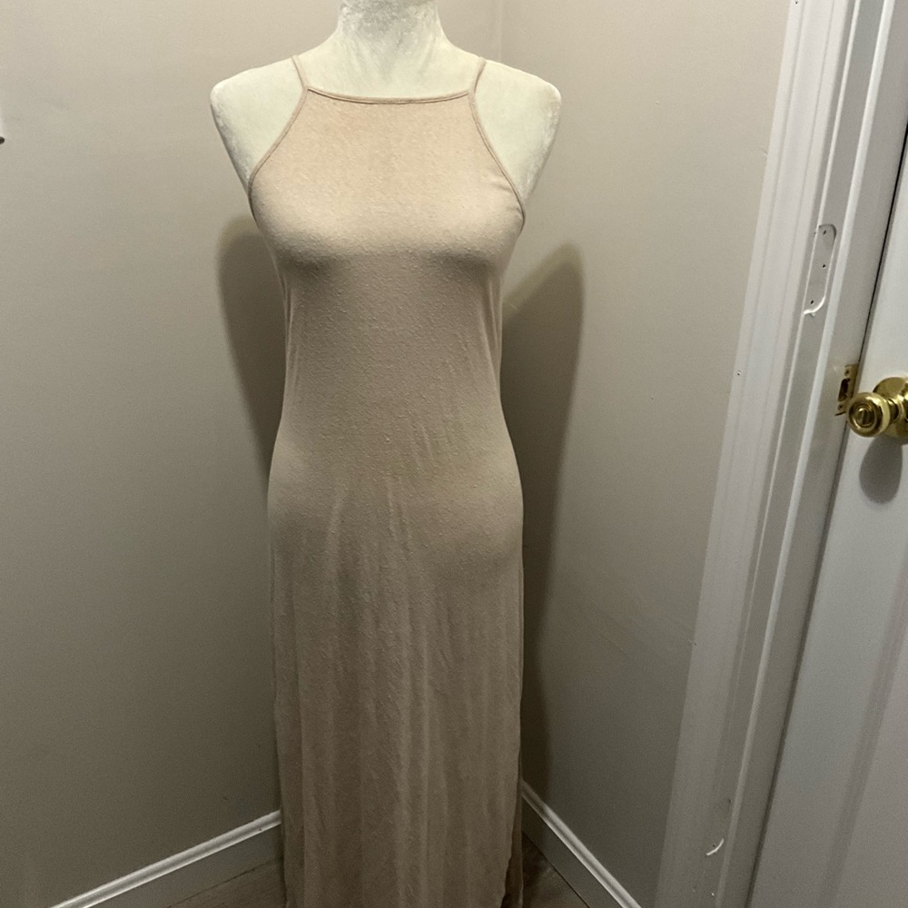 Free People beach cream maxi dress with tie back detail